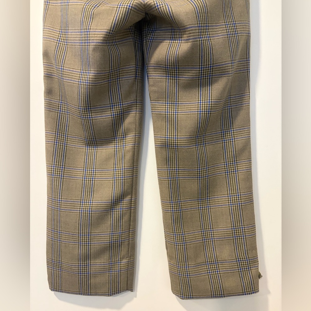 Abercrombie & Fitch Green & Blue Plaid π― Wool Capris With Cuff Buttons EUC - Picture 5 of 10